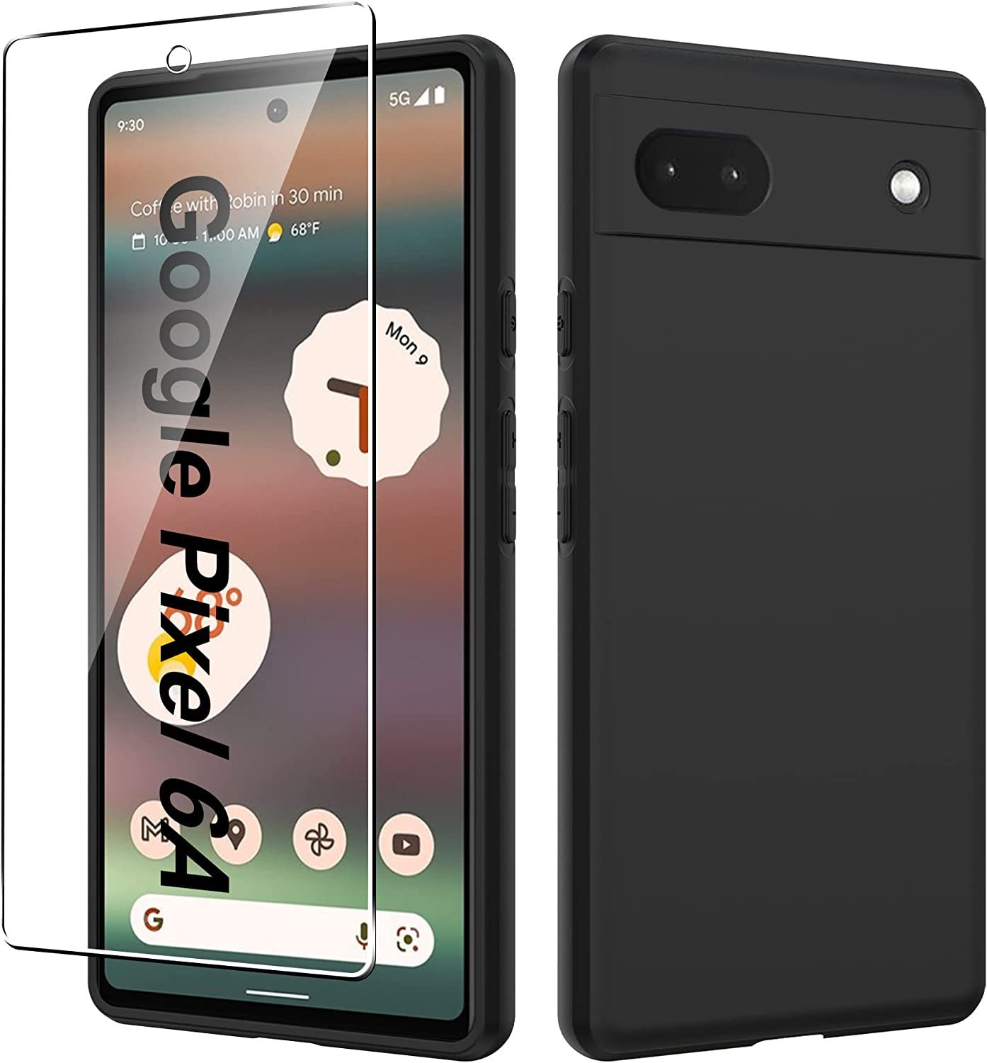 Coque Silicone Couleur Noire + Verre Trempe Pour Google Pixel 6a Little Boutik®