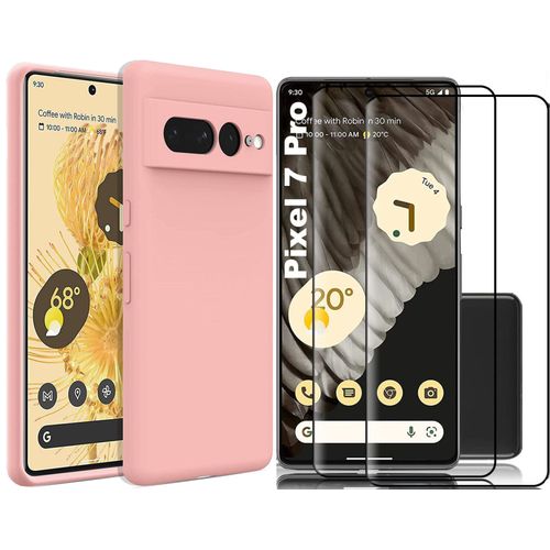 Coque Silicone Rose + 2 Vitres Protection Ecran Pour Google Pixel 7 Pro 5g Little Boutik®