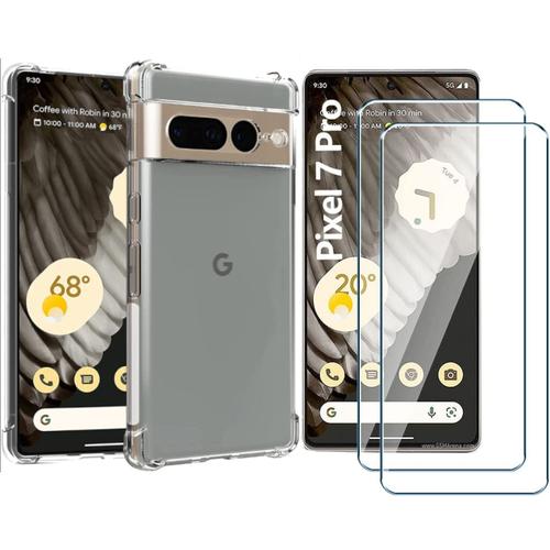 Coque Silicone Angles Renforces + 2 Vitres Protection Ecran Pour Google Pixel 7 Pro 5g Little Boutik®