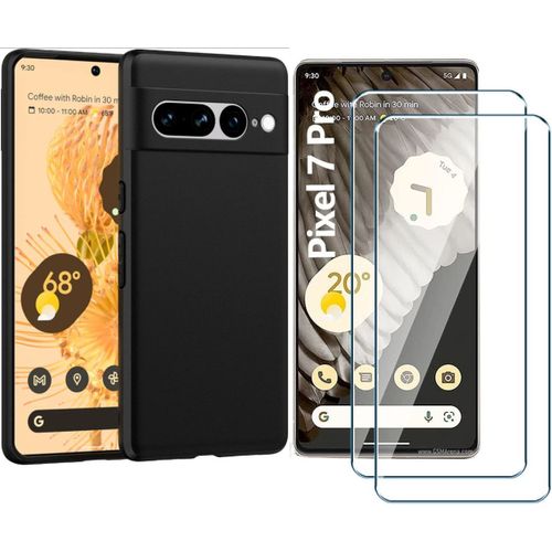 Coque Silicone Noire + 2 Vitres Protection Ecran Pour Google Pixel 7 Pro 5g Little Boutik®
