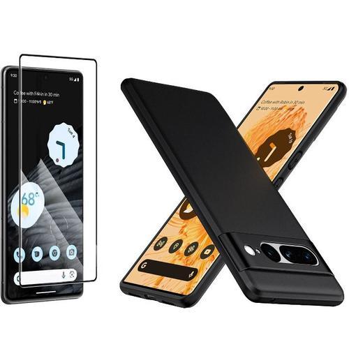 Coque Silicone Noire + Vitre Protection Ecran Pour Google Pixel 7 Pro 5g Little Boutik®