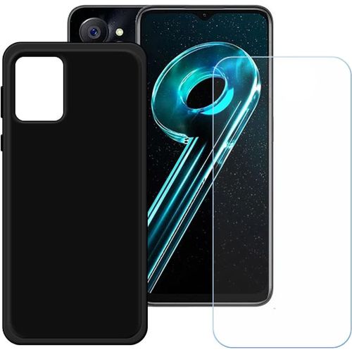 Coque Silicone Noir + Verre Trempe Pour Realme 9i 5g / 10 5g Little Boutik©