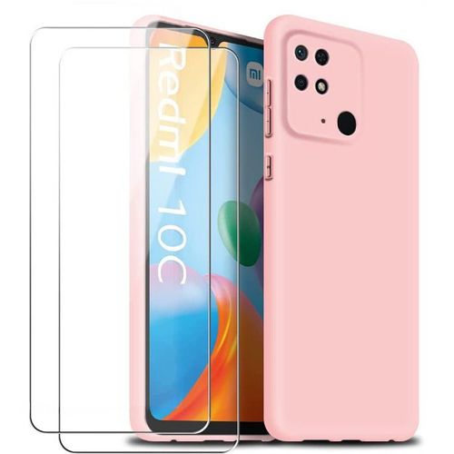 Coque Pour Xiaomi Redmi 10c Silicone Rose + 2 Verres Trempes Little Boutik®