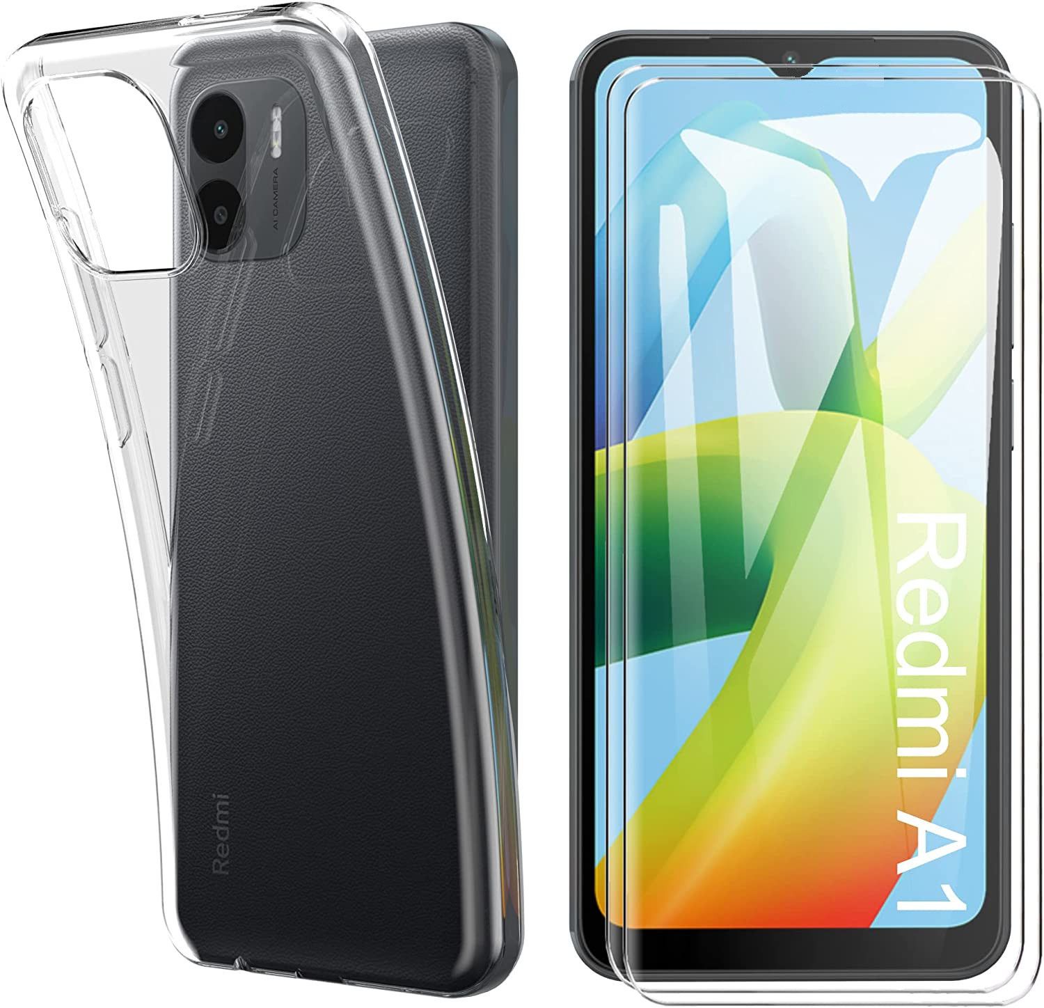 Coque Silicone Transparente + 2 Verres Trempes Pour Xiaomi Redmi A1 / A2 Little Boutik©