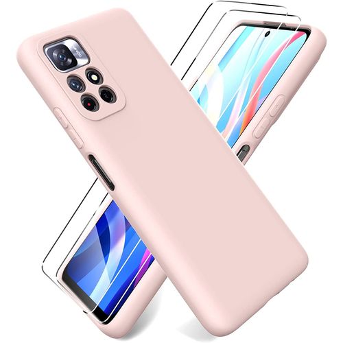 Coque Silicone Rose + 2 Verres Trempes Pour Xiaomi Redmi Note 11 Pro Little Boutik®