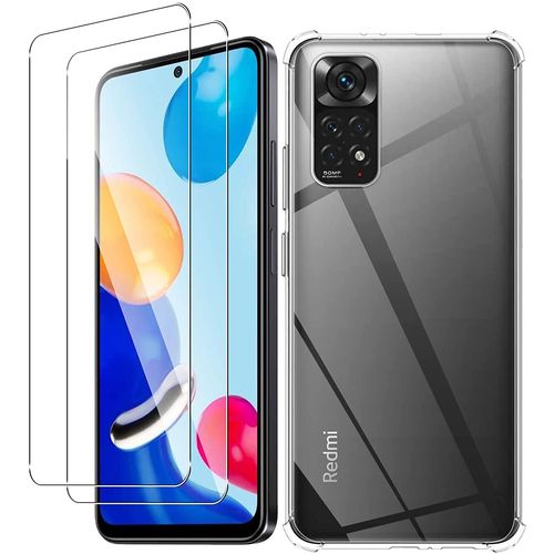 Coque Silicone Transparente Angles Renforces + 2 Verres Trempes Pour Xiaomi Redmi Note 11 / Note 11s Little Boutik®