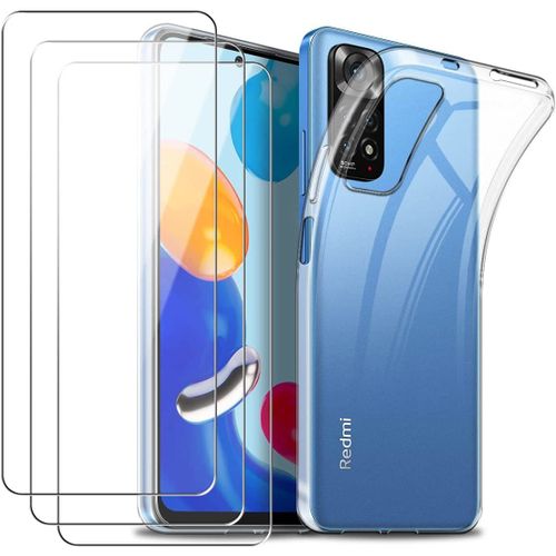 Coque Silicone Transparente + 2 Verres Trempes Pour Xiaomi Redmi Note 11 / Note 11s Little Boutik®