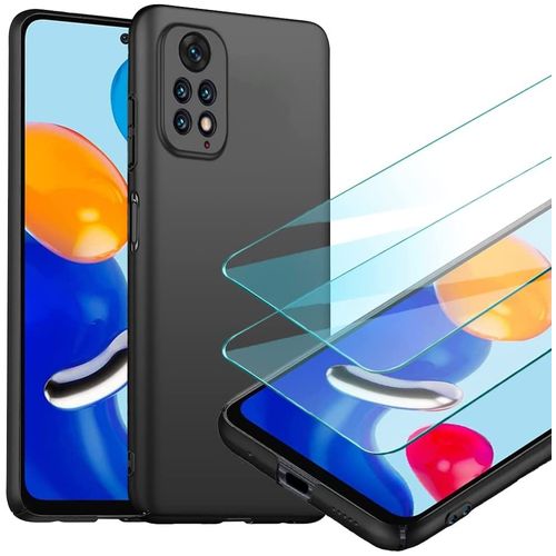 Coque Silicone Noir + 2 Verres Trempes Pour Xiaomi Redmi Note 11 / Note 11s Little Boutik®