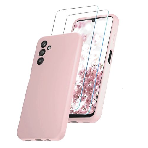 Coque Silicone Rose + 2 Verres Trempes Pour Samsung Galaxy A14 4g / 5g Little Boutik©