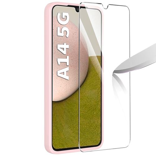 Coque Silicone Rose + Verre Trempe Pour Samsung Galaxy A14 4g / 5g Little Boutik©