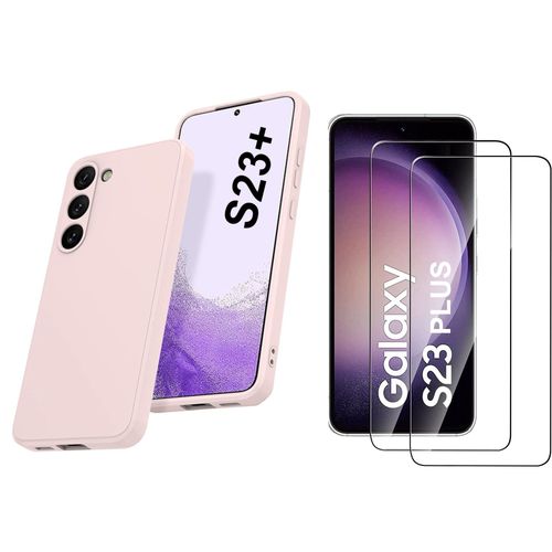 Coque Silicone Rose + 2 Verres Trempes Pour Samsung Galaxy S23 Plus 5g Little Boutik®