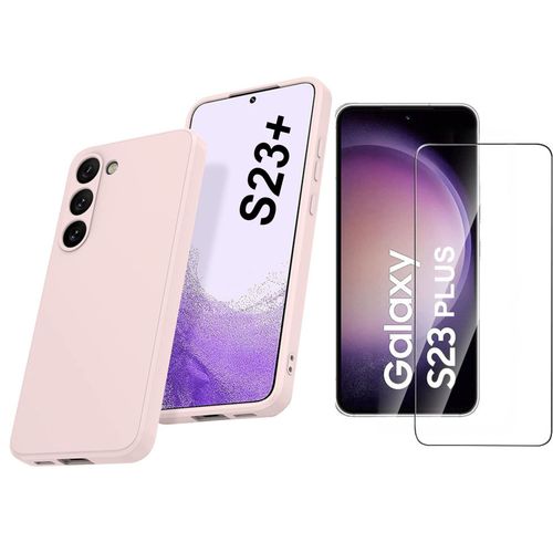 Coque Silicone Rose + Verre Trempe Pour Samsung Galaxy S23 Plus 5g Little Boutik®