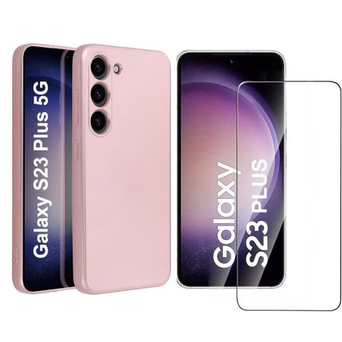 Coque Metal Couleur Rose + Verre Trempe Pour Samsung Galaxy S23 Plus 5g Little Boutik©