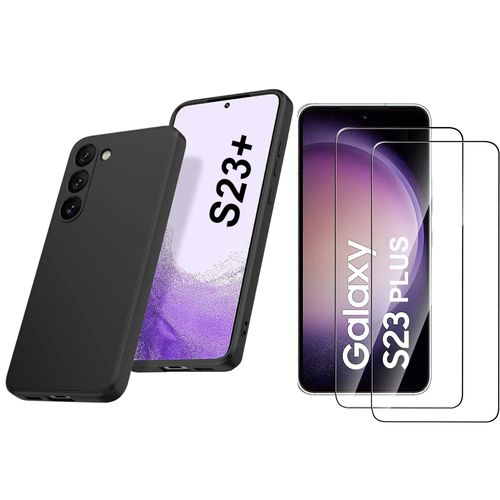 Coque Silicone Noir + 2 Verres Trempes Pour Samsung Galaxy S23 Plus 5g Little Boutik®