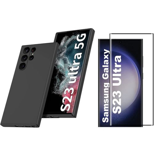Coque Silicone Noir + Verre Trempe Pour Samsung Galaxy S23 Ultra 5g Little Boutik®