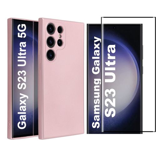Coque Metal Couleur Rose + Verre Trempe Pour Samsung Galaxy S23 Ultra 5g Little Boutik©