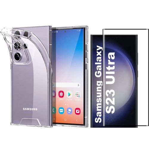 Coque Silicone Transparente + Verre Trempe Pour Samsung Galaxy S23 Ultra 5g Little Boutik®