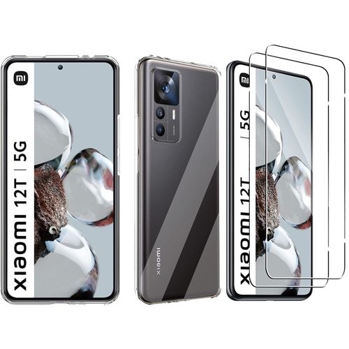 Coque Silicone Transparente + 2 Vitres Protection Ecran Pour Xiaomi 12t 5g Little Boutik®