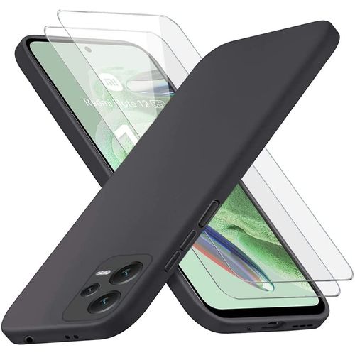 Coque Silicone Noir + 2 Verres Trempes Pour Xiaomi Redmi Note 12 5g Little Boutik©