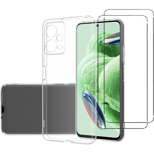 Coque Silicone Transparente + 2 Verres Trempes Pour Xiaomi Redmi Note 12 5g Little Boutik©