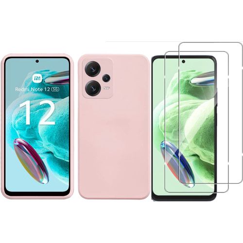 Coque Silicone Rose + 2 Verres Trempes Pour Xiaomi Redmi Note 12 5g Little Boutik©