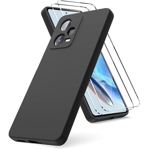 Coque Silicone Noir + 2 Verres Trempes Pour Xiaomi Redmi Note 12 Pro 5g Little Boutik©
