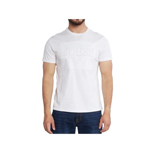 T Shirt Guess Embossed Homme Blanc