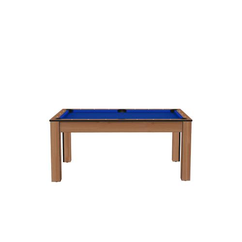 Billard Floride Convertible En Table À Manger - 6 Personnes - Hêtre Boisé Tapis Bleu