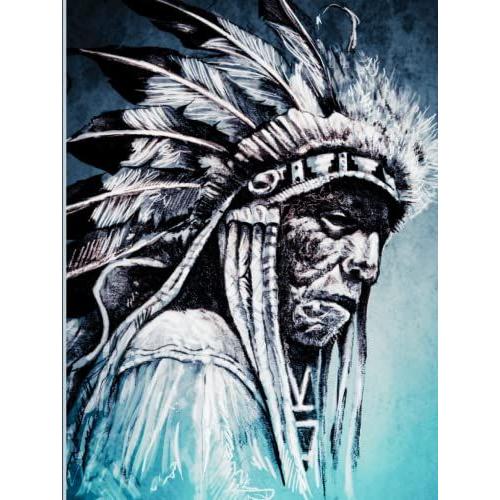 Journal: The Cries Of The Chief Under The Blue Moon | Native American Themed Notebook Journal 8.5x11 150pages College Ruled