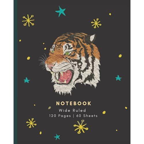 Notebook: Big Cat Tiger Print Composition Notebook, 120 Pages: College Ruled / Blank Wide Lined Workbook For Girls, Boys, Kids, Teens, Students.7.5" X 9.25"