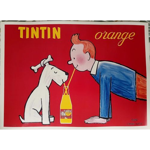 Tintin Et Milou - Publicité - Boisson À L'orange - Affiche