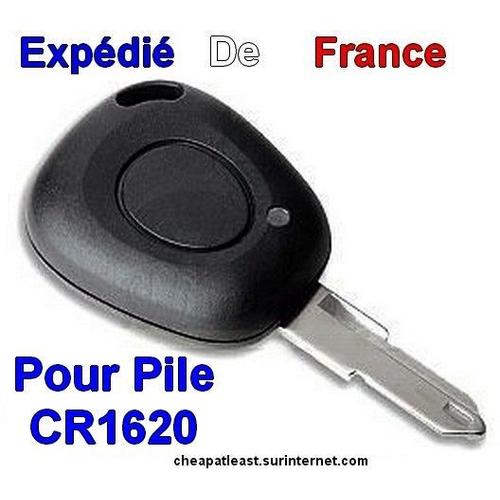 Coque Clé Plip Télécommande 1 Bouton + Lame Vierge pour pile CR1620  compatible Renault Scenic, Clio, Megane, Kangoo, Twingo, Master