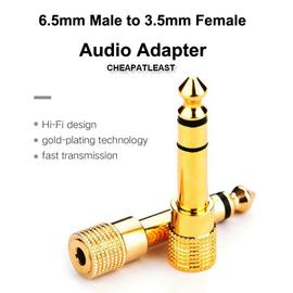 adaptateur Jack 6.35 mm Stéréo Male Vers 3.5 mm Stéréo Femelle Plaqués Or  casque micro studio