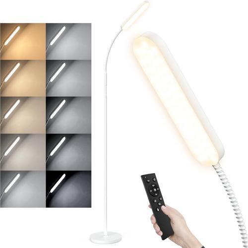 Lampe De Sol Led,Luminaire De Lecture Sur Pied Soin Des Yeux Avec Telecommande,25 Modes D'eclairage,Col De Cygne Flexible,Dimmable Et Fonction Minuteur Pour Salon,Chambre Et Bureau