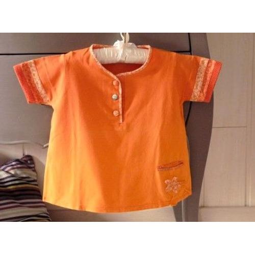 T-Shirt Fille Clayeux Orange 6 Ans Tbe