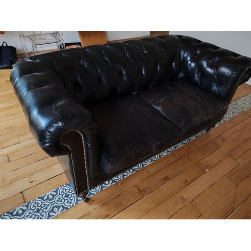 Canapé Chesterfield En Cuir Noir