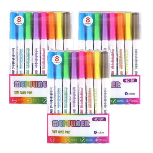 Marqueurs Métalliques À Double Ligne Pour Enfants Et Adultes,Ensemble De Stylos De Peinture Scintillants Magiques,Journal De Coloriage,Signature D'art D'aile,Programme,8/12 - Type 3 Sets 8 Color B