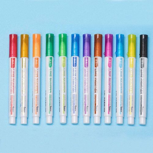 Marqueurs Métalliques À Double Ligne Pour Enfants Et Adultes,Ensemble De Stylos De Peinture Scintillants Magiques,Journal De Coloriage,Signature D'art D'aile,Programme,8/12 - Type 1 Set 12color A
