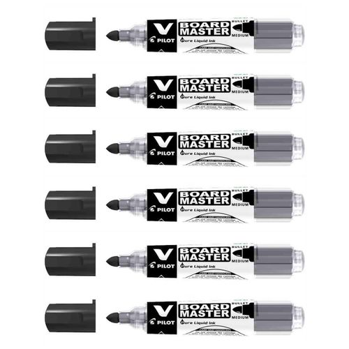 Pilot Lot De 6 Marqueurs Pour Tableau Blanc V Board Master Pointe Ogive Moyenne Noir