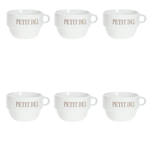 Lot De 6 Tasses En Faïence "Coloroma" 62cl Blanc