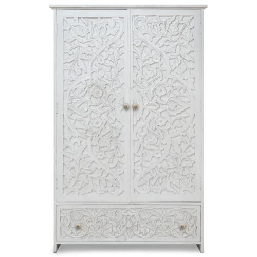 Paris Prix - Armoire 2 Portes & 1 Tiroir "Ayan" 183cm Blanc