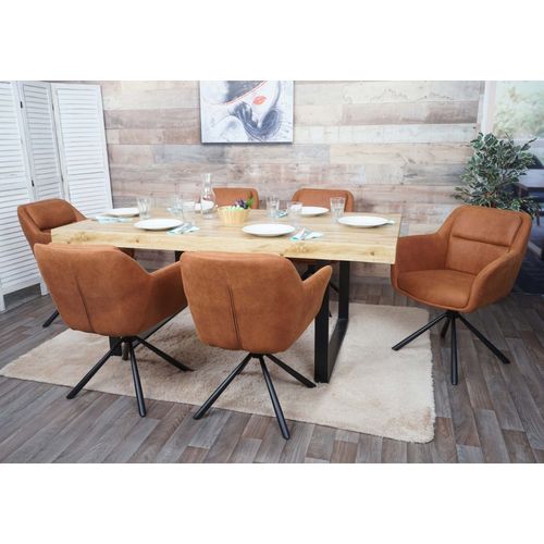 Lot De 6 Chaises De Salle À Manger Hwc-K33, Chaise De Cuisine, Pivotante Auto-Position, Tissu/Textile   Aspect Daim Marron