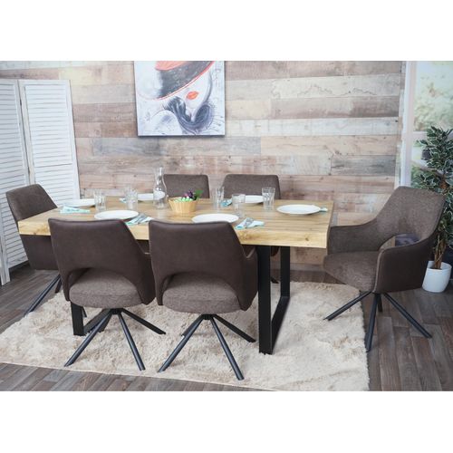 Lot De 6 Chaises De Salle À Manger Hwc-K30, Fauteuil De Cuisine, Pivotant Auto-Position, Tissu/Textile   Brun-Brun Foncé