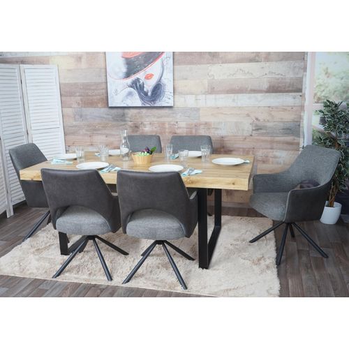 Lot De 6 Chaises De Salle À Manger Hwc-K30, Fauteuil De Cuisine, Pivotant Auto-Position, Tissu/Textile   Gris-Gris Foncé