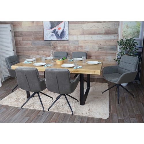 Lot De 6 Chaises De Salle À Manger Hwc-K32, Chaise De Cuisine, Chaise Pivotante Auto-Position, Tissu/Textile   Gris-Gris Foncé