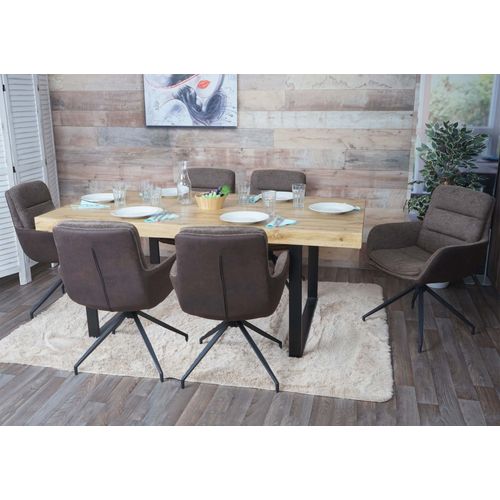 Lot De 6 Chaises De Salle À Manger Hwc-K32, Chaise De Cuisine Fauteuil Chaise, Pivotante Position Auto, Tissu/Textile   Brun-Brun Foncé