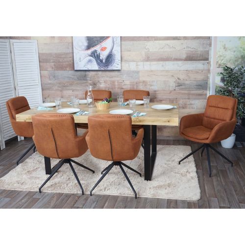 Lot De 6 Chaises De Salle À Manger Hwc-K32, Chaise De Cuisine, Chaise Pivotante Auto-Position, Tissu/Textile   Aspect Daim Brun