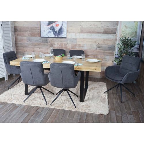Lot De 6 Chaises De Salle À Manger Hwc-K32, Chaise De Cuisine Fauteuil Chaise, Pivotante Position Auto, Tissu/Textile   Velours Côtelé Gris