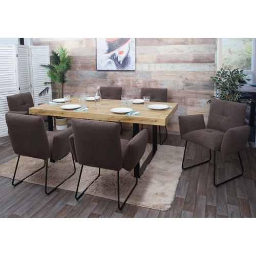 Lot De 6 Chaises De Salle À Manger Hwc-K34, Chaise De Cuisine Rembourrée Chaise Avec Accoudoirs, Oeko-Tex Bouclé Tissu/Textile Métal   Brun