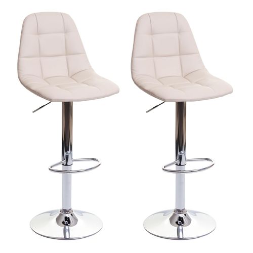 Lot De 2 Tabourets De Bar Hwc-A67, Chaise De Bar Tabouret De Comptoir   Crème-Beige, Similicuir